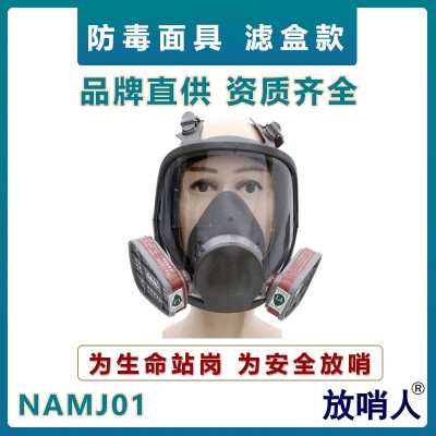 双滤盒防毒面罩 全面型呼吸防护器lm