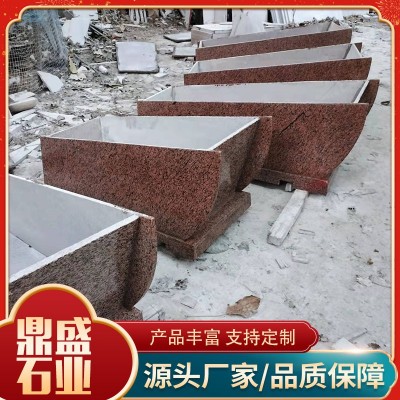 晚霞红整体石棺厂家图2