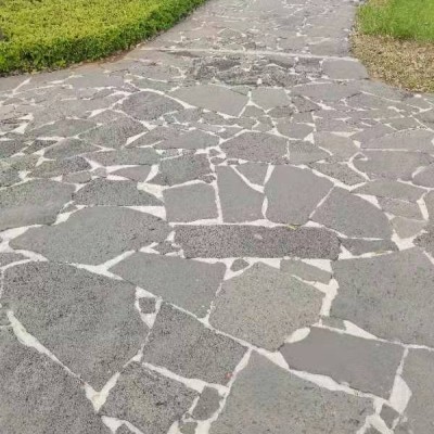 黄木纹碎拼石 粉砂岩天然地铺石 白砂岩乱型石 锈石英片石图8