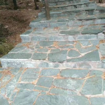 黄木纹碎拼石 粉砂岩天然地铺石 白砂岩乱型石 锈石英片石图9
